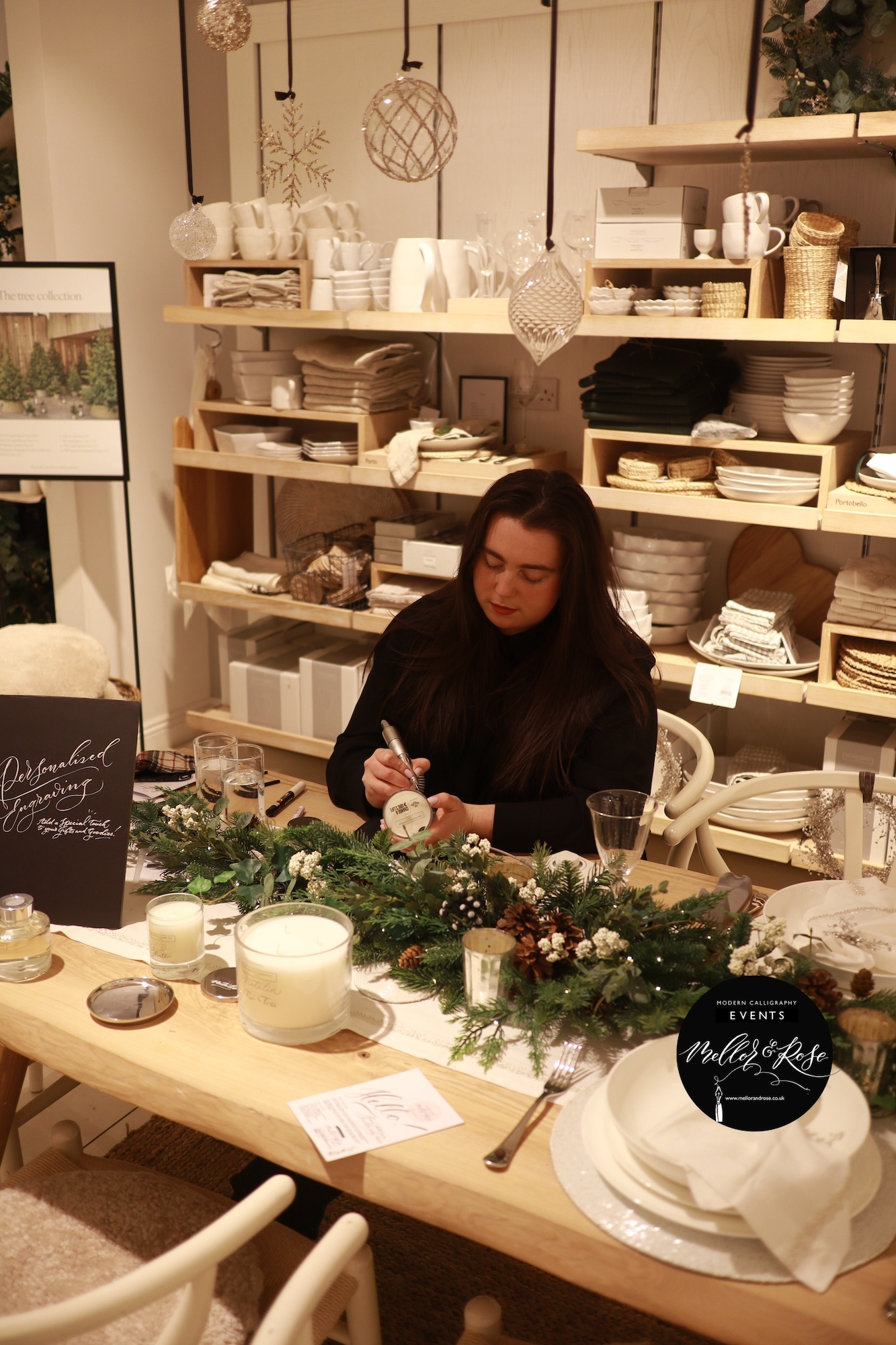Polly Mellor Calligraphy Engraving Live Personalisation The White Company London Polly Mellor Calligraphy Engraving Live Personalisation The White Company London