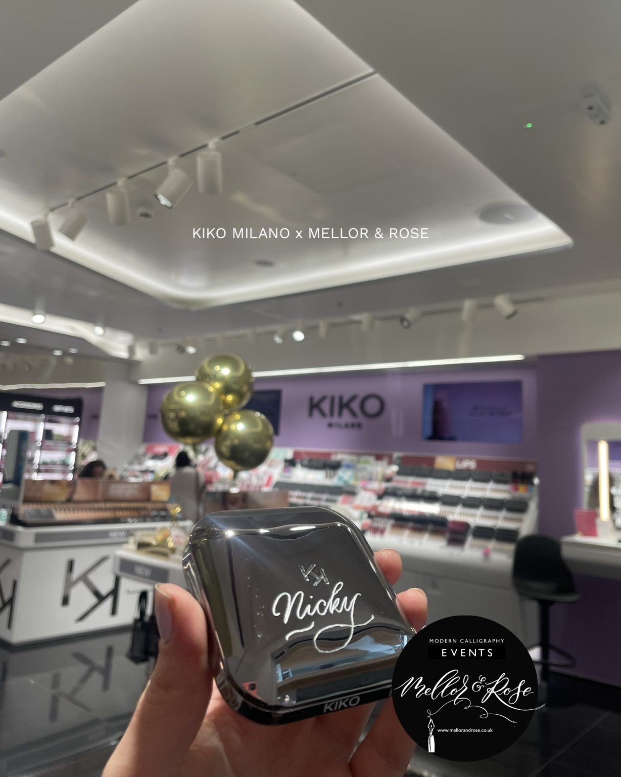 Polly Mellor KIKO Milano Calligraphy Engraving Personalisation Polly Mellor KIKO Milano Calligraphy Engraving Personalisation