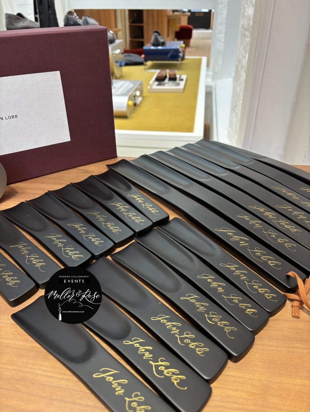 Polly Mellor & Rose Calligraphy Hot Foiling Personalisation London