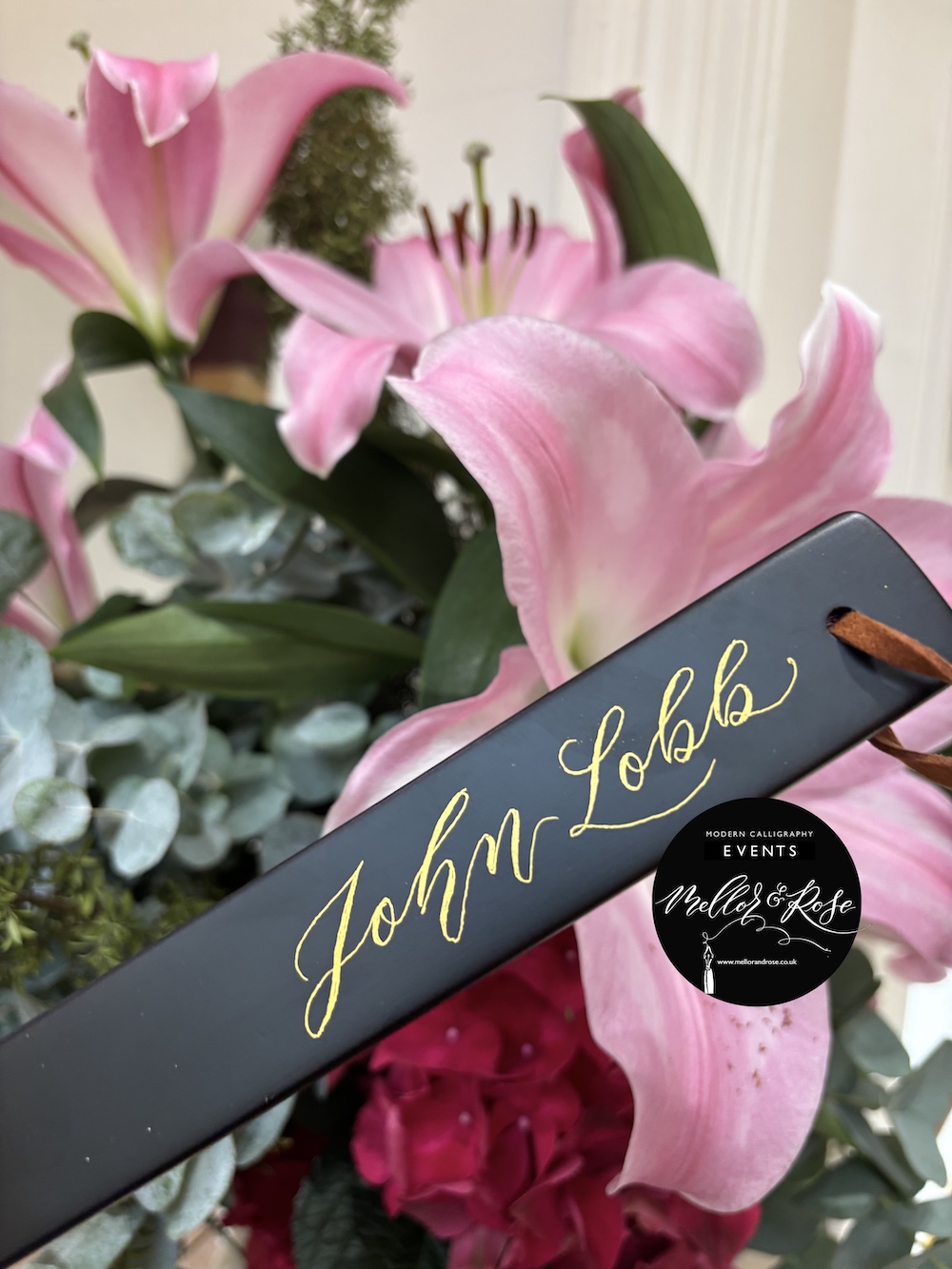 Polly Mellor & Rose Calligraphy Hot Foiling Personalisation London