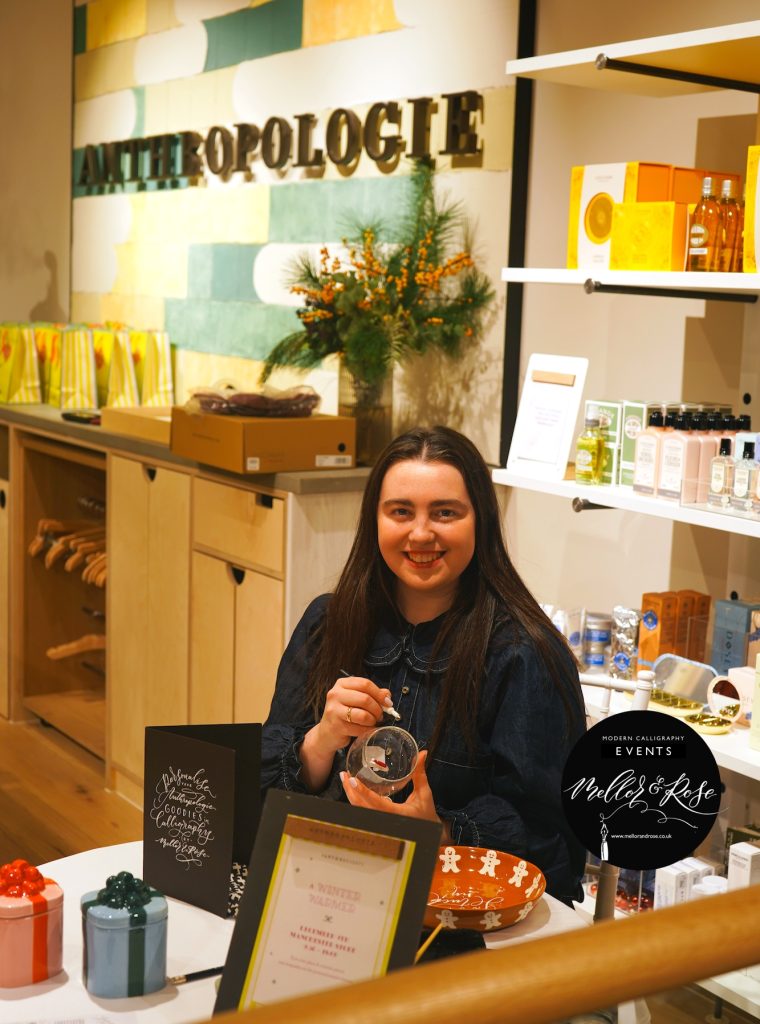 Mellor & Rose Anthropologie Event Calligraphy Engraving Personalisation Manchester