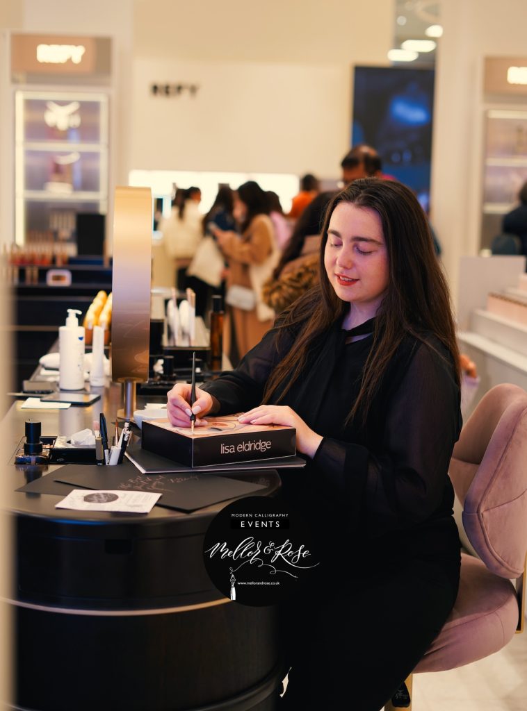 Mellor & Rose Lisa Eldridge Event Calligraphy Personalisation Selfridges London